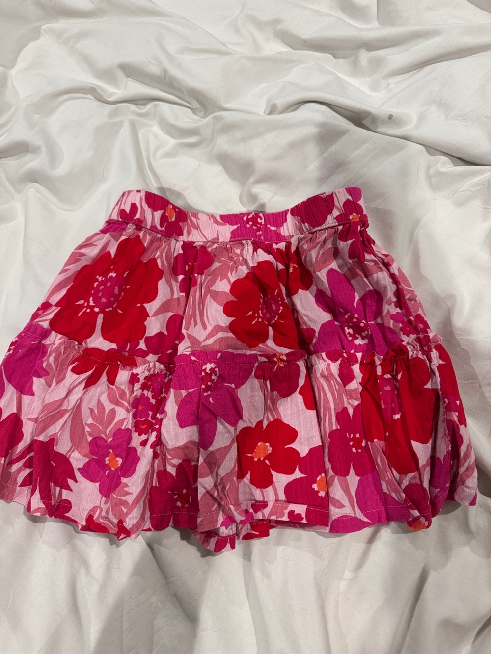 GAP Pink and Red Floral Tiered Skirt